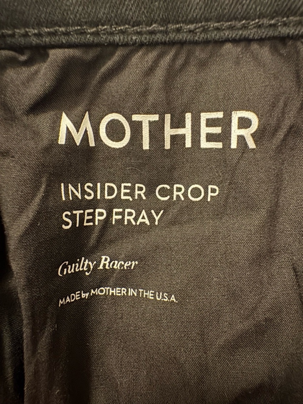 MOTHER Insider Crop Step Fray Jeans 27 Guilty Racer Black Side Stripe Raw Hem - Picture 5 of 13
